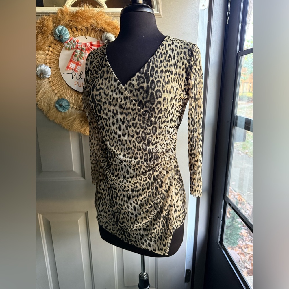Vintage Y2K Grace Elements cheetah print nylon layered  top, size medium
